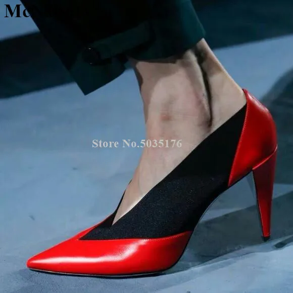McNabney Women Pumps Mixed Colors Pointed Toe Shallow Stiletto Heel Elegant Ladies Pumps Slip-On Fashion Thin Heel Women Shoes