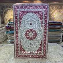 Yilong 3'x5' красный цветок ручной работы шелковый ковер небольшой ручной работы персидский ковер(HF249B