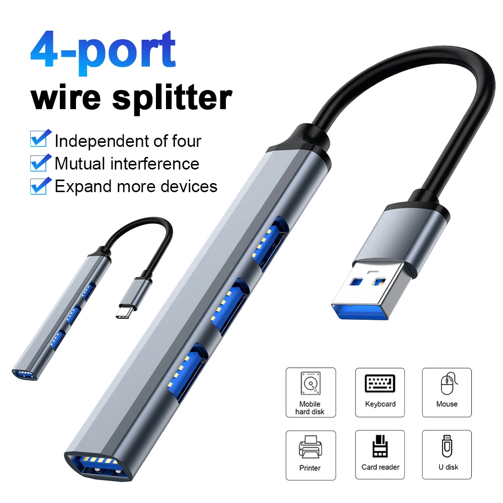 USB C HUB 3.0 Type C 3.1 3/4 Port Multi Splitter Adapter OTG USB for Macbook Pro 13 15 Air Mi Pro HUAWEI PC Accessories