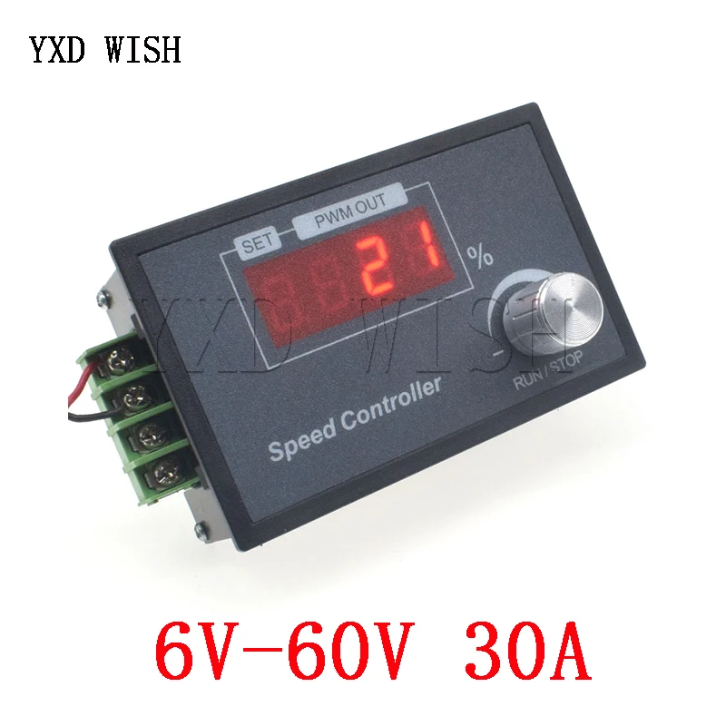 Digital Display 0~ Adjustable DC 6-60V 30A DC Motor Speed Controller PWM 12V 24V 48V Adjustable Frequency dc motor speed controller,motor speed controller,electric motor speed controller,stepper motor controller