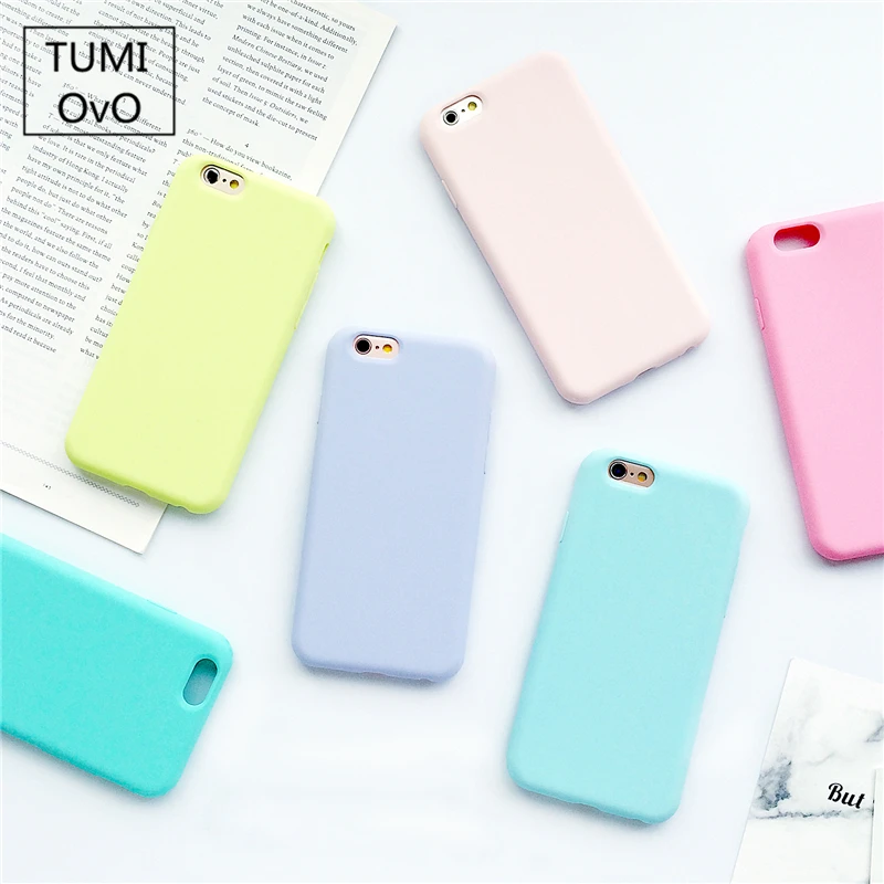 Candy Macarons Color TPU Silicone Frosted Matte Case for iPhone 6 6S 5 5S SE 8 Plus X 10 Soft Back Cover 7 7Plus | Мобильные