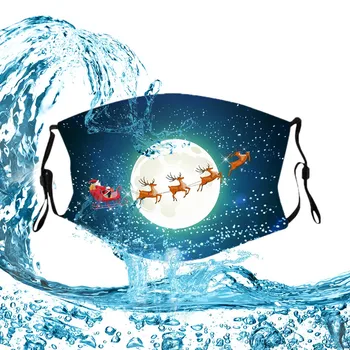 

2020 Washable Christmas M-a-sk Adults Face-scarf Reusable Santa Claus Snowman Print Merry Christmas Decoration For Men Women