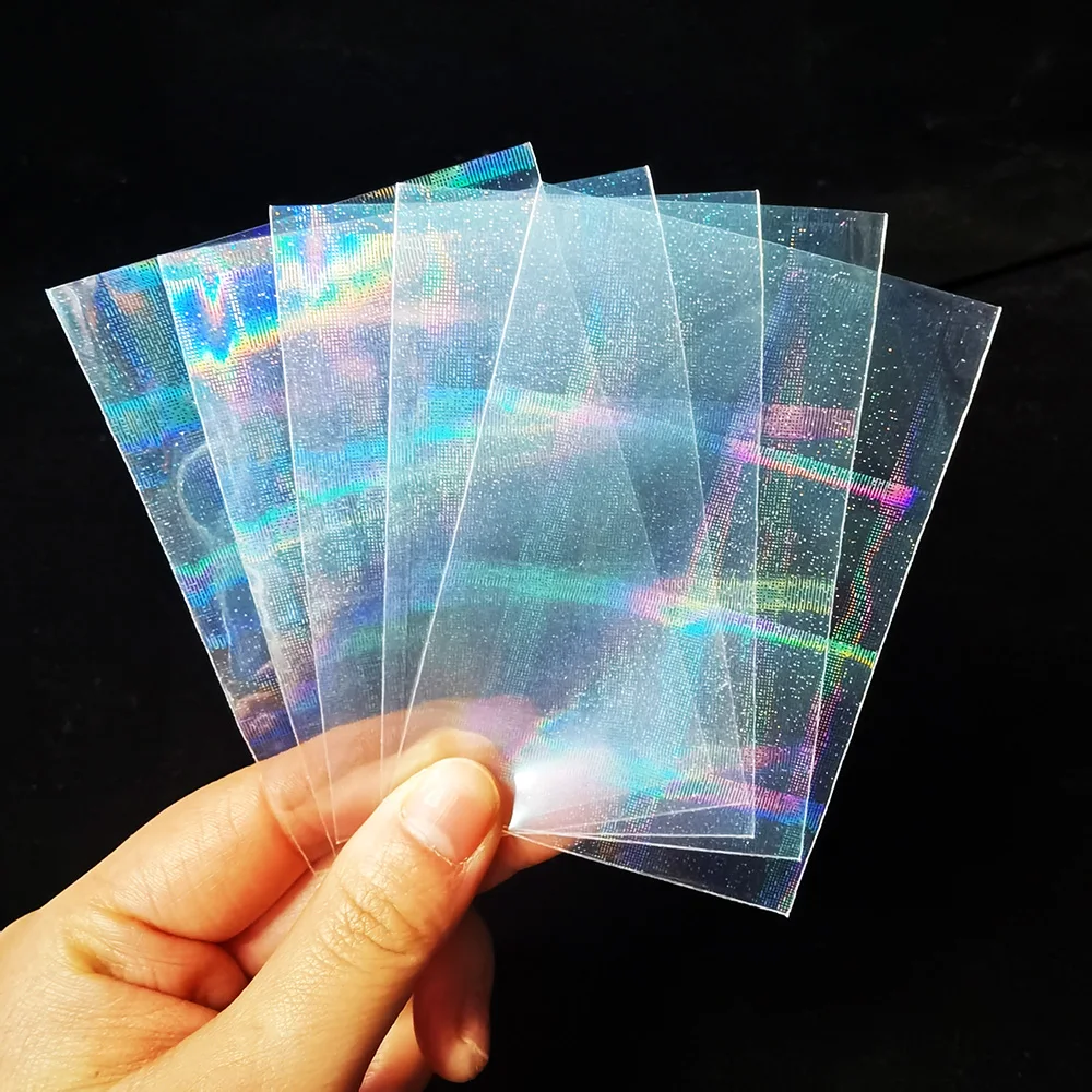 

50PcsGrid Dots Laser Big Star Flashing Card Film Clear Card Sleeves Idol Protector For TradingCard Holographic Foil Shield Cover