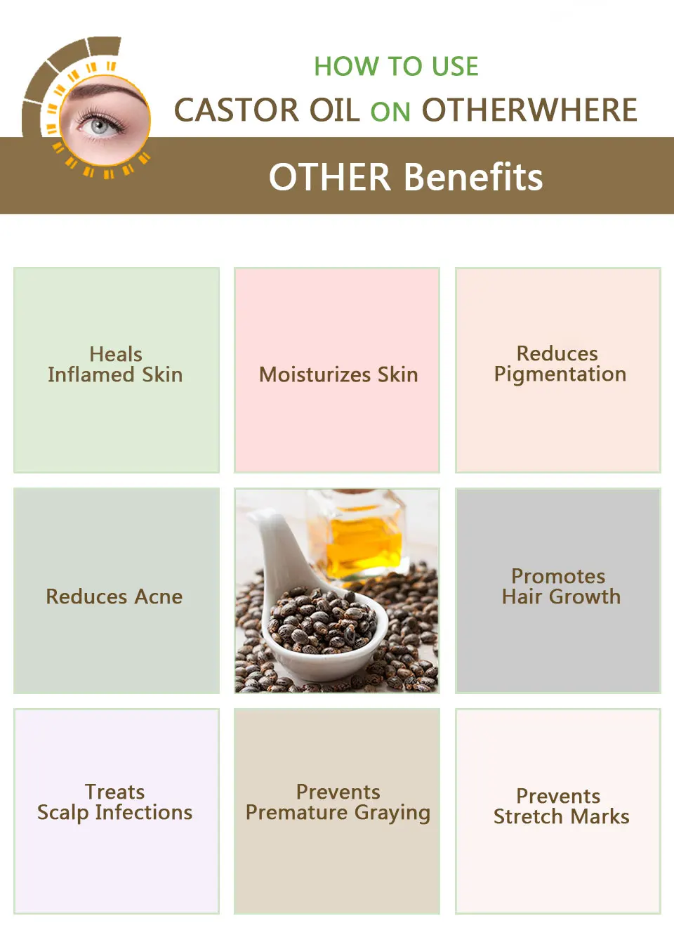 Natural Castor Oil Eyelash /Eyebrow Growth Serum Fast Growth Liquid Eyelash Enhancer Makeup Eyebrows Longer Thick Essential Oil