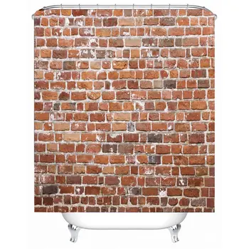 

Brick Shower Curtain 3D Digital Print Thickened Polyester Brick Shower Curtain Extra Long Waterproof Curtains for Bathroom
