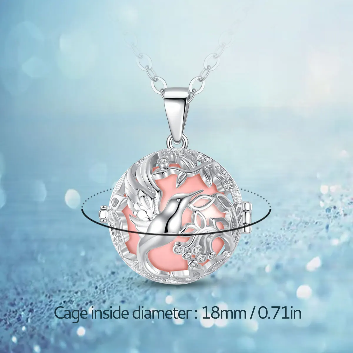 Eudora new 18mm Bird Crystal Cage Pregnancy Chime Bola Ball Pendant Necklace Baby Pregnancy Ladies Jewelry K477N18 5