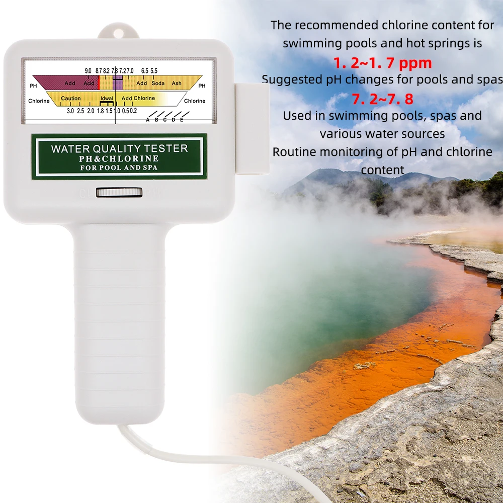 2 In 1 PH & CL2 Meter Chlorine Detector Swimming Pool Spa Chlorine Monitor Tester Aquarium Hot Spring Water Quality Tester 5