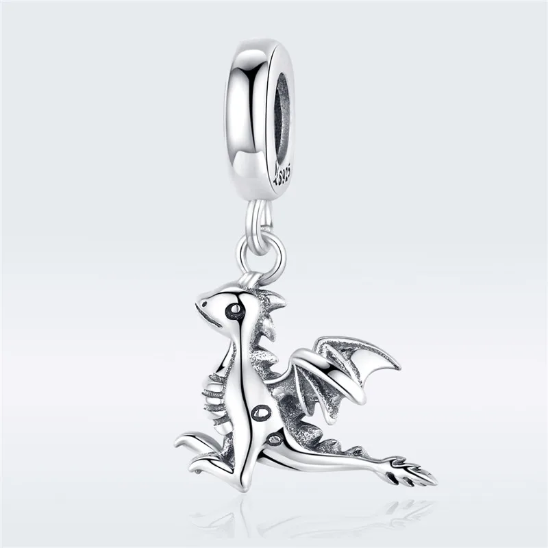 Браслет Pandora,, 925 пробы, серебряный, летающий дракон, амулеты, S925, милый, свирепый Орел, бисер, сделай сам, для изготовления ювелирных изделий