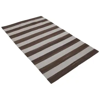 

104x170 Cm Brown Handmade Dhurrie Rug-3x6 Ft