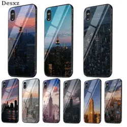 Чехол для мобильного телефона из стекла ТПУ для iPhone 5 5S 6 6s 7 8 Plus X XR XS Max Shell Cover Empire State Building защита