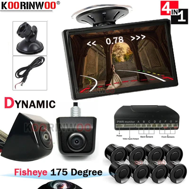 

Koorinwoo Parkmaster "рыбий глаз" 175, широкоугольная фронтальная камера, задний динамический датчик парковки, зуммер, 12 В, сигнализация, система парковки для слепой