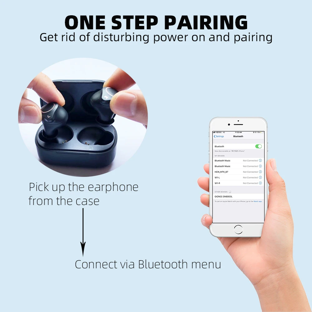 Arikasen true wireless earbuds bluetooth 5.0 TWS earphones 8 hours playtime IPX7 Waterproof bluetooth earbuds wireless earphone