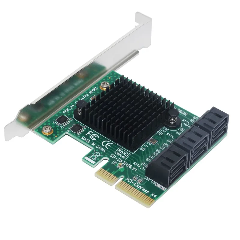 6-портовый SATA 3,0 6 Гбит/с PCI-Express адаптер расширения карты Riser один порт до 500 МБ ASMedia 1061+ 1093x2 чипсет для горнодобывающей промышленности