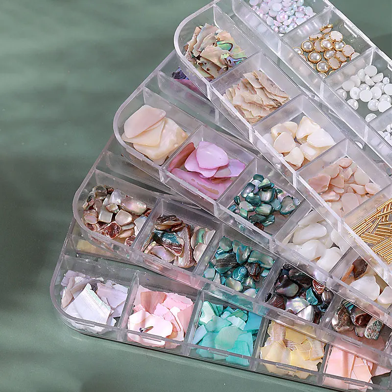 

Блестки для ногтей ассиметричные натуральные разбитые камни 12 видов ракушек лак для ногтей для украшения ногтей 3D хлопья для маникюра