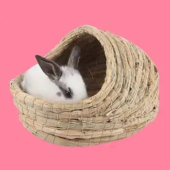 

Rabbit Hamster Nest Grass Woven Slipper Shape Nest Bed Small Animals Cages Lovely Pet House Bed Non-toxic Pet Products