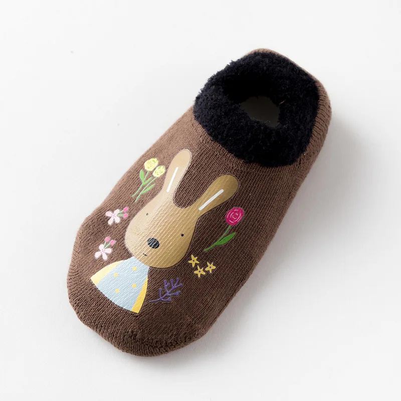Носки для малышей осенне-зимние хлопковые махровые носки с героями мультфильмов теплые нескользящие носки-тапочки для маленьких мальчиков и девочек аксессуары для маленьких детей - Цвет: 3