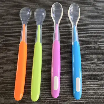 

Infant Baby Spoon Silicone Soft Food Feeding Spoon Children Safety Training Tableware