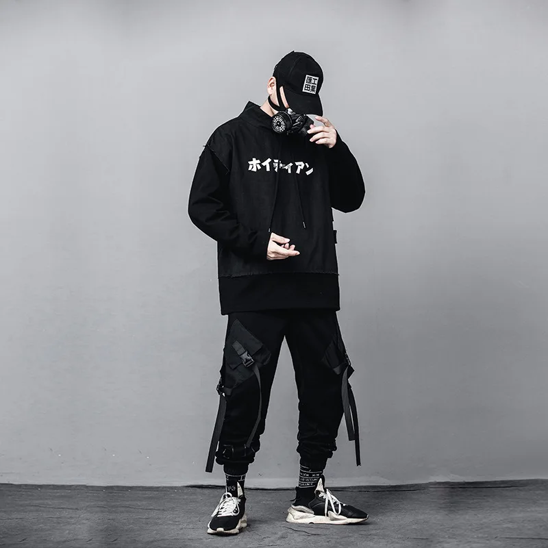 Discount 2020 Fashion Oversized Windbreaker Men Streetwear Harajuku Black Tactical Jacket Loose Hip Hop Casual Coats Male US Size DG537