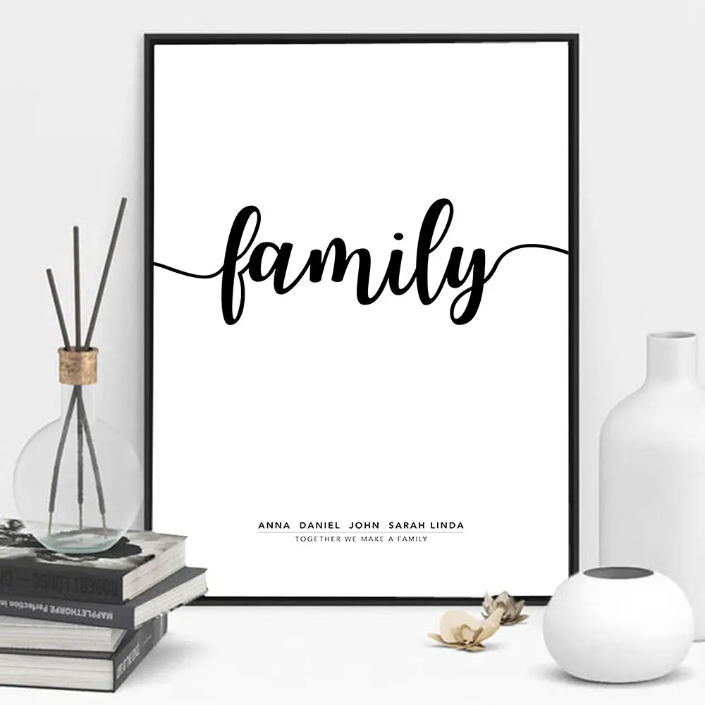 

One Line Word Family Quote Poster and Prints Scrabble Home and Love Hd Image Decor for Home Minimalist Style Canvas Painting