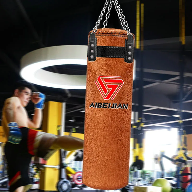 180cm/160cm/140cm Cowhide Heavy Sanda Sandbag Punching Boxing Bag For Adults Mma Muay Thai