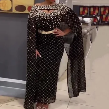 

Women Bodycon Party Dress 2020 African Luxury Long Cap Sleeve Dinner Party Dress African Grid Shiny Club Wear Robe Vestidos