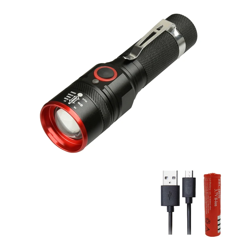 Option B Litwod Z501511 4000лм USB Перезаряжаемый Фонарик xm-l t6 светодиодный фонарик масштабируемый 3 Режима Факел для 18650 с usb-кабелем для кемпинга - Испускаемый цвет: Option B