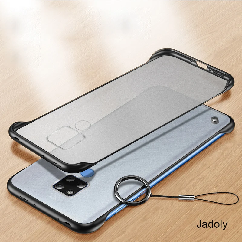 Frameless Transparent Matte Hard Phone Case For Huawei Mate 20 Pro Case Mate 20 Pro Back Cover With Finger Ring Lanyard