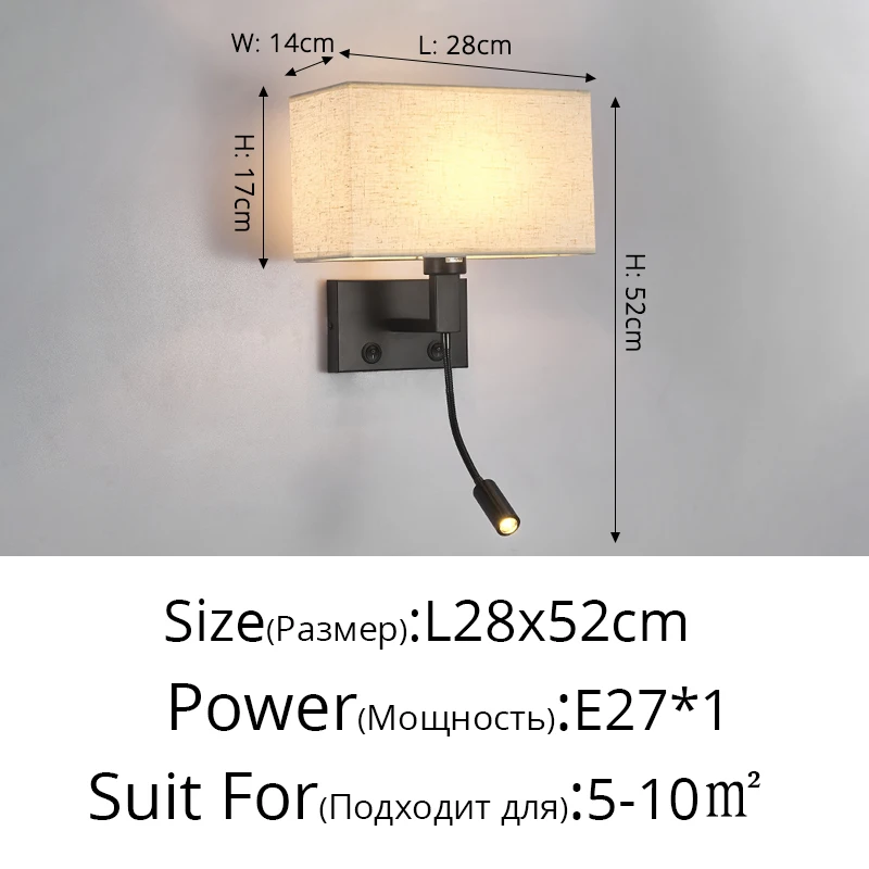 Post-modern Wall Lamp Gold Black Classic Bedside Bedroom with USB interface Power switch Corridor Home Decor Interior Lighting art deco wall lights Wall Lamps