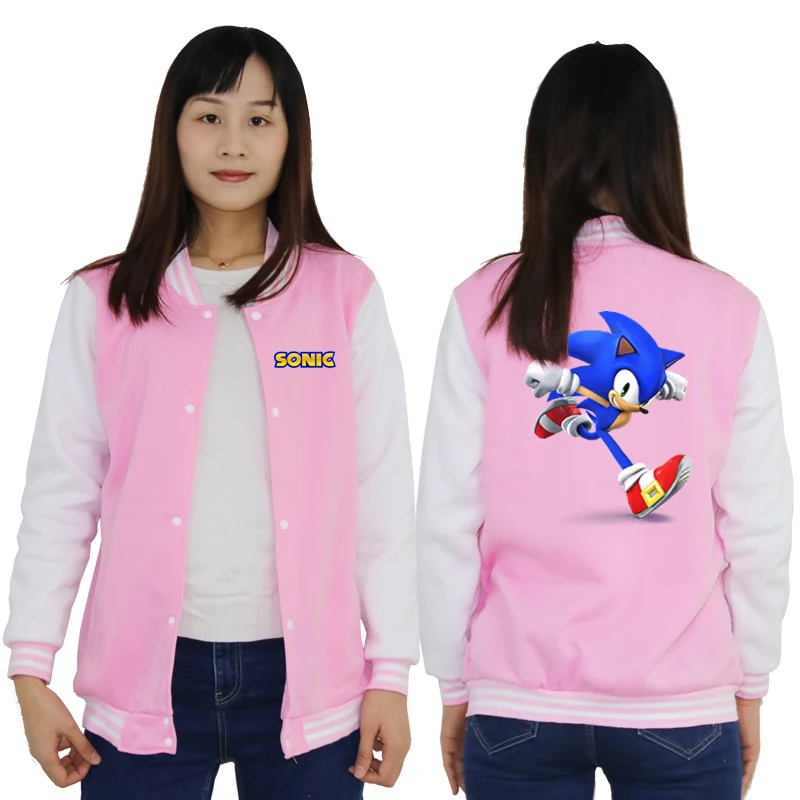 Новинка года; Мужская и женская спортивная куртка Sonic; модная повседневная хлопковая толстовка с длинными рукавами для мальчиков и девочек; Верхняя одежда; бейсбольная одежда