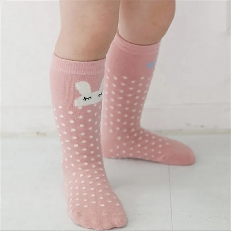 Детские Нескользящие носки до колена носки для новорожденных девочек и мальчиков длинные хлопковые носки для младенца с изображением лисы, кошки, животных