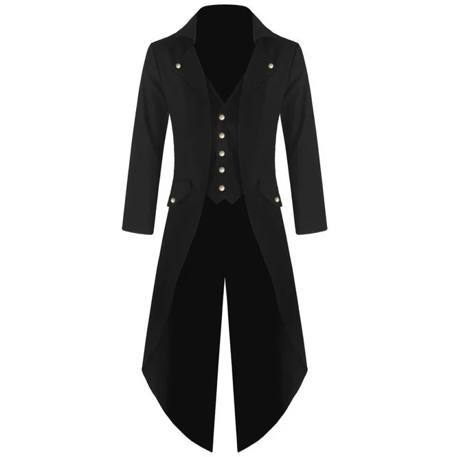 

2019 New Style Europe And America Solid Color Fashion Steam Punk Retro Tuxedo Uniform Formal Dress