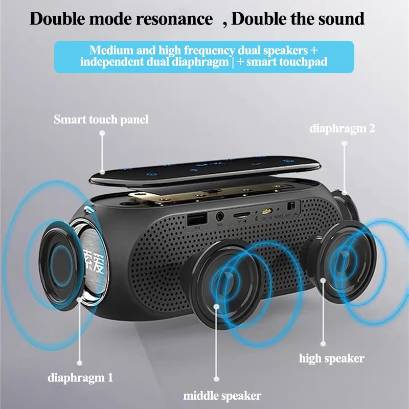 LED display Portable Speakers Bluetooth Column Wireless Outdoor subwoofer Smart touch Double diaphragm music soundbar for home LED display Portable Speakers Bluetooth Column Wireless Outdoor subwoofer Smart touch Double diaphragm music soundbar for home