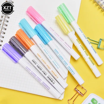 

8pcs/1set Colorful Double Line Pen Highlighter Fluorescent Marker Candy Color Student Multicolor Hand Note Pen For School Poster