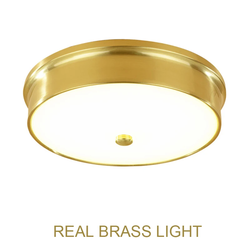 Brass D50xH11CM Европейский Американский медный современный потолочный светильник светодиодный стеклянный чехол простой светодиодный потолочный светильник для спальни коридора балкона гостиной - Цвет корпуса: Brass D50xH11CM