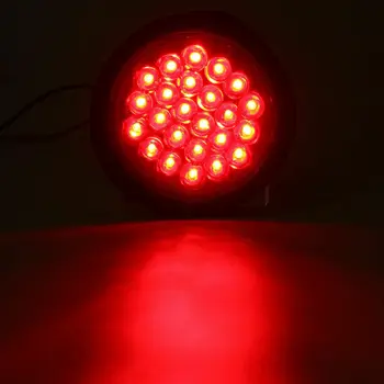 

12W Round Truck Tail Light With Rubber Cover 2pcs 4Inch 24LED Red Round