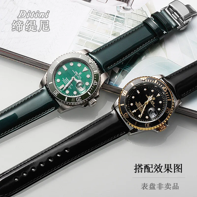 Ремешок для часов ROX GMT из натуральной кожи черный браслет наручных воловьей