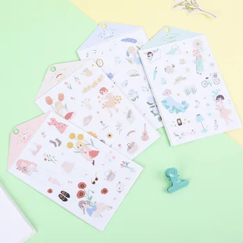 

4 pcs/pack Girls And Flowers Decorative Stationery Stickers Scrapbooking DIY Diary Album Stick Label