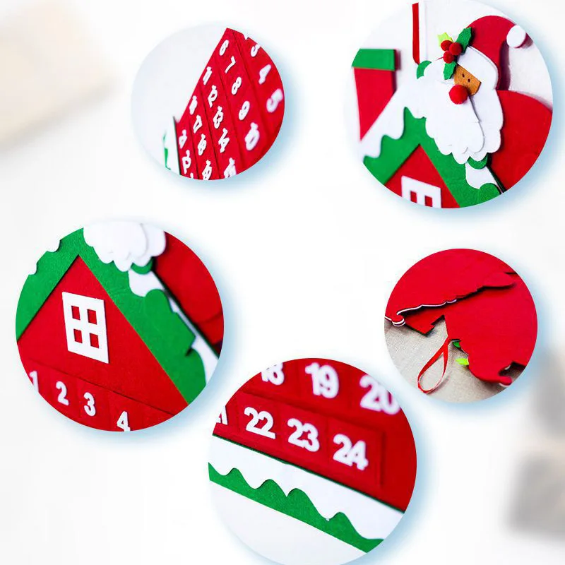 Christmas Felt Calendar Pendant Christmas Countdown Calendar Card Hanging Calendars QP2