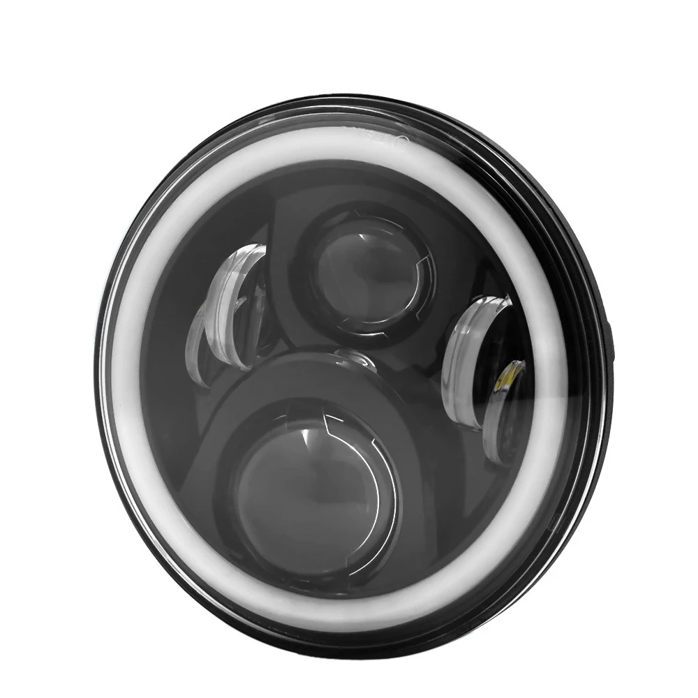 JAER 7 дюймов светодиодный головной светильник для мотоцикла H3 H14 Hi& Low RGB Halo angel eyes светильник для Harley Softail Touring FLD 2012-2013