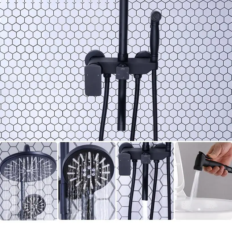 Painel Black Douchette Conjunto De Duschset Regadera Electronica Choveiro Douche Chuveiro Do Banheiro Ducha Душевая система для ванной комнаты