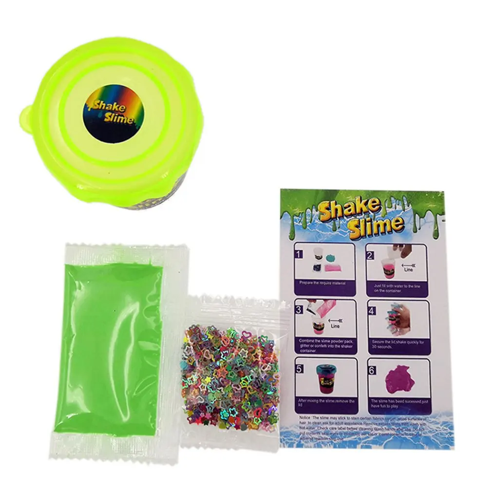 Зеленый Sequin Polymer Clay Magic sand Supplies Slime Powder Make 80ml Glitter Shake DIY Lizun With Slime Box Water slime kit - Цвет: Зеленый