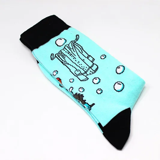 Cartoon Animal Fish Dog Zebra Shark Men Crew Socks Cotton Funny Streetwear Casual Fashion Happy Breathable Sock Winter Skarpetki - Цвет: 7