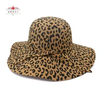 QBHAT Wide Wave Brim Artificial Wool Felt Fedora Hats Leopard Printting Women Floppy Hat Fashionable Female Dress Hat Sun Cap 1