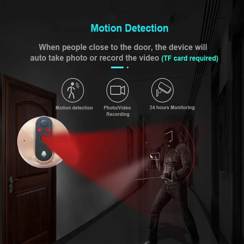  Topvico Wifi Doorbell Camera Video Peephole Door Intercoms 4.3 Inch Motion Detection Wireless Door  - 4000054986982