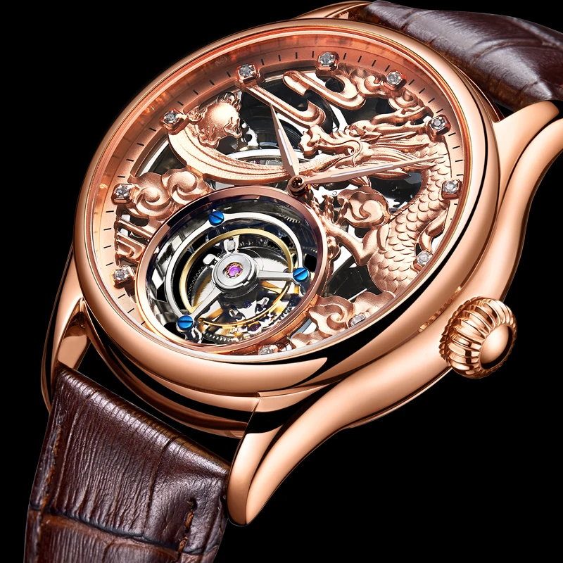 

Guanqin Real Tourbillon watch Men Skeleton Mechanical Watch 2019 Top Brand Luxury Waterproof Business Clock Reloj hombres
