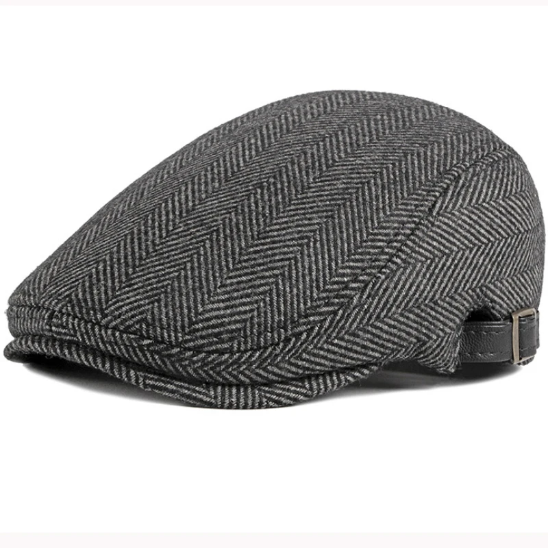 Men Berets Autumn Winter Wool Hat Striped Flat Cap Artist Painter Hat Male Adjustable Beret Cap beret hat,woolen beret