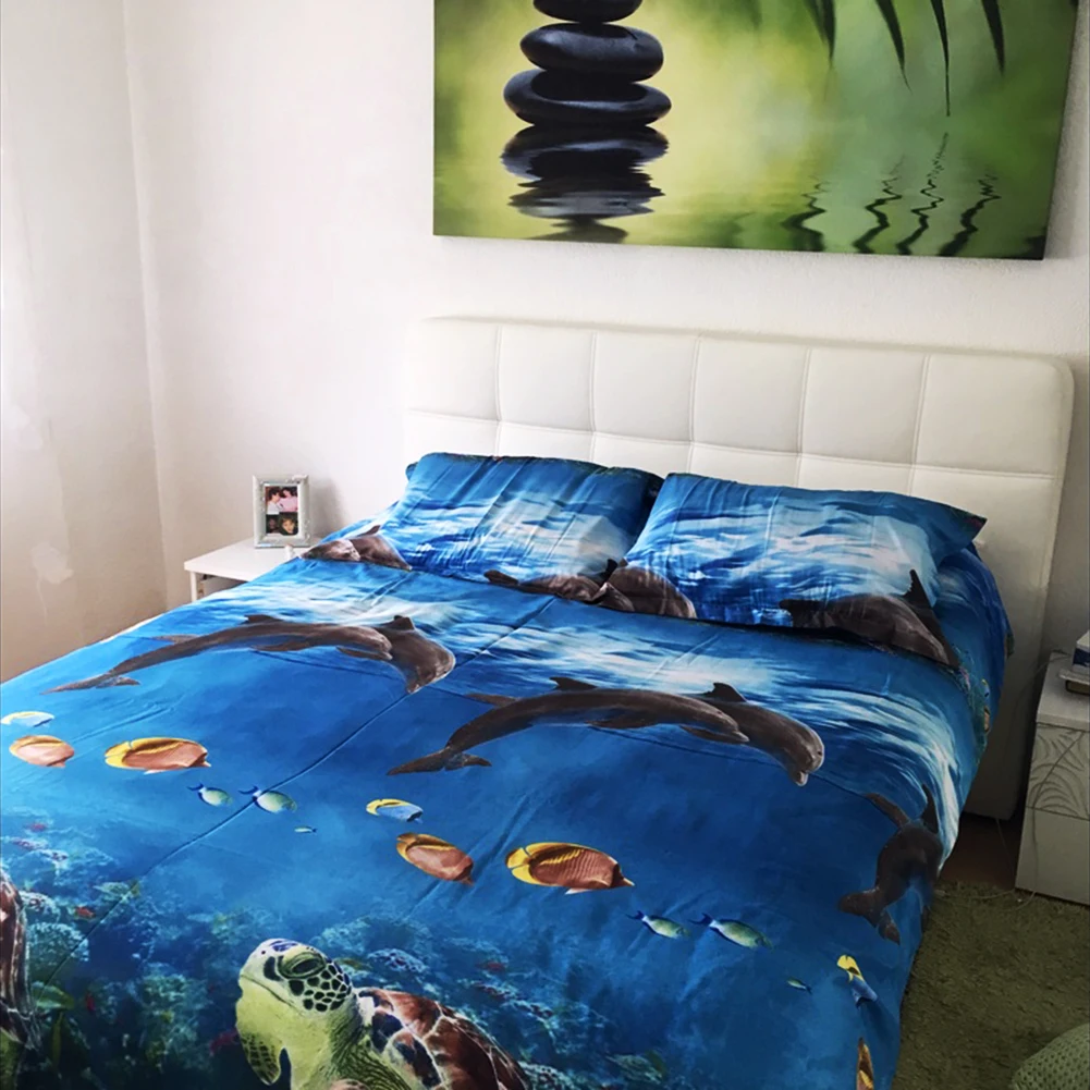 

4Pcs Bedding Sets Home Sea World 3D Painting Bedding Set Duvet Cover Bed Sheet Pillowcase Polyester Bedding Sets comfortable