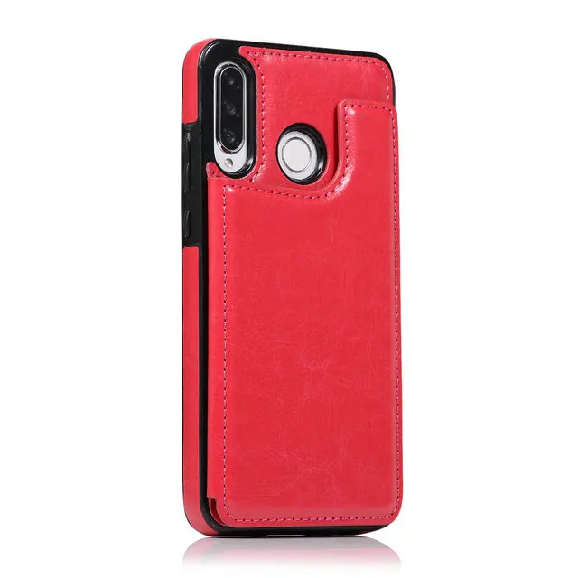 Чехол для huawei P30 Pro, чехол для huawei P30 Lite, кожаный чехол со слотом для карт, кошелек для huawei P30, чехол с откидной крышкой, Haiwei P30Pro P30Lite - Цвет: Rose red
