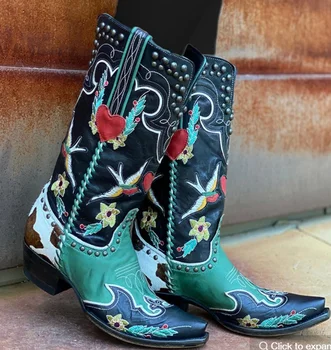 

Women's Boots New for 2020 High Quality Pu Leather Safety Fashion Boots Female Vinage Classic Cowboy Boots Zapatode Mujer QA045