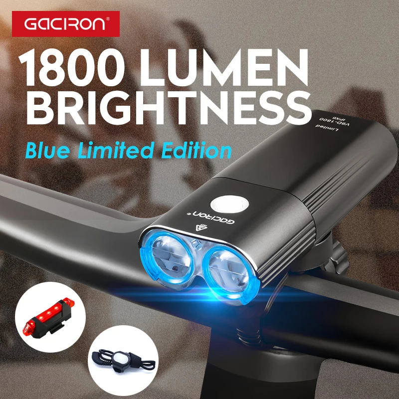 Best GACIRON Pro Bicycle Light Bike Headlight Power Bank IPX6 Waterproof MTB Road Cycling Flashlight LED Lamp With tail light set 0